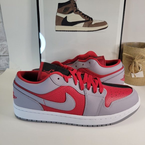 Nike Air Jordan 1 Low SE Split Grey Red DR0502-600 Womens Size 11.5/ Mens 10 - Picture 1 of 4